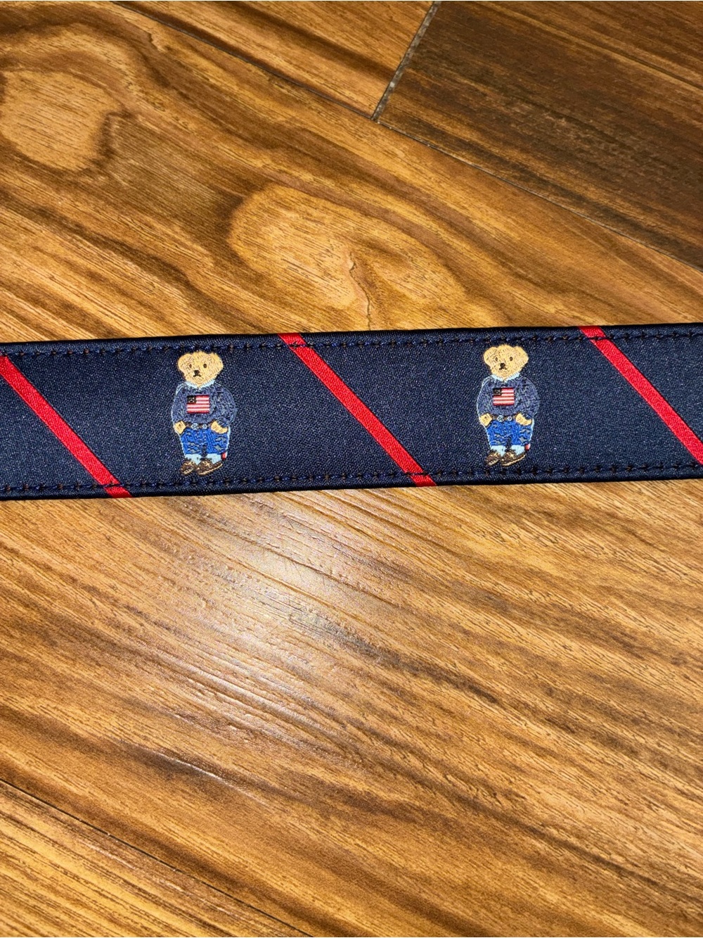 Polo Ralph Lauren Ribbon & Leather Flag Sweater Polo Bear Motif Belt - Picture 4 of 6